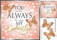 My Endless Love with script and peach butterflies card front 8x8
