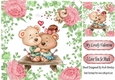 My Lovely Valentine! cute cuddle bears with pink roses 8x8