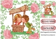 My Lovely Valentine! with wishing well with pink roses 8x8