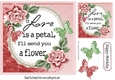 Roses and petals with verse and butterflies card fronts