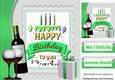 Celebrate your birthday with a nice glass of wine 8x8 card front (green)