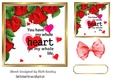 Pretty red corner roses with romantic verse & bow 5x5 card front
