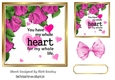 Pretty pink corner roses with romantic verse & bow 5x5 card front