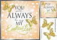 My Endless Love  with script and gold butterflies card front 8x8