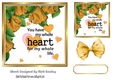 Pretty gold corner roses with romantic verse & bow 5x5 card front