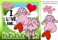 I LOVE EWE! Cute pink sheep with heart valentines 8x8