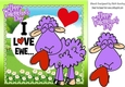 I LOVE EWE! Cute purple sheep with heart valentines 8x8
