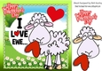 I LOVE EWE! Cute white sheep with heart valentines 8x8