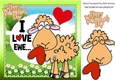 I LOVE EWE! Cute gold sheep with heart valentines 8x8