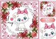 I Love my Kitty with pretty pink/red roses 8x8