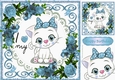 I Love my Kitty with pretty blue roses 8x8