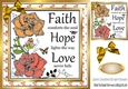 Pretty painted peach roses FAITH, HOPE LOVE 8X8