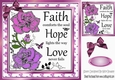 Pretty painted pink/lilac roses FAITH, HOPE LOVE 8X8