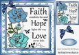 Pretty painted blue shades of roses FAITH, HOPE LOVE 8X8