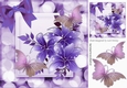 Beautiful lilac sparkle flowers with butterflies and bow 8x8