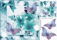 Beautiful turq sparkle flowers with butterflies and bow 8x8