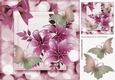Beautiful pink sparkle flowers with butterflies and bow 8x8