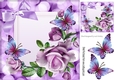 Pretty purple roses with butterflies 8x8