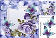 Pretty purple roses with butterflies , purple bow 8x8