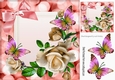 Pretty peach roses with butterflies , peachbow 8x8