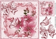 pretty pink butterflies in scroll frame with flowers 8x8