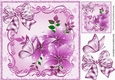 pretty lilac butterflies in scroll frame with flowers 8x8