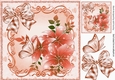 pretty peach butterflies in scroll frame with flowers 8x8