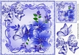 pretty  butterflies in lovely scroll frame with blue flowers 8x8