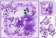 pretty  butterflies in lovely scroll frame with purple flowers 8x8