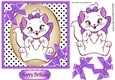 Cute little kitty in polkadot with purple bows 7x7