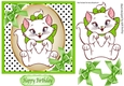 Cute little kitty in polkadot with green bows 7x7