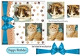 playful kittens with turq bow and pyramids 7x7