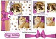 playful kittens with pink bow and pyramids 7x7