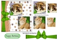 playful kittens with green bow and pyramids 7x7