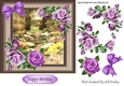 Pretty garden in a frame with purple roses 7x7