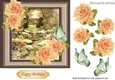 Pretty garden in a frame with peach roses 7x7