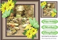 Pretty garden in a frame with yellow flowers & butterflies 8x8