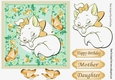 Kitty sleeping in gold bow with butterflies in flower frame 7x7