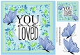 YOU ARE LOVED! in pretty floral frame with blue butterflies 8x8