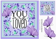 YOU ARE LOVED! in pretty floral frame with purple butterflies 8x8