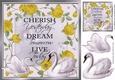 Pretty gold roses with swans 8x8