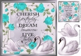 Pretty turq roses with swans 8x8