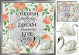 Pretty peach roses with swans 8x8