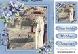 Lovely vintage lady in garden with blue roses 8x8