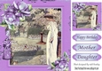 Lovely vintage lady in garden with purple roses 8x8