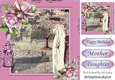 Lovely vintage lady in garden with pink roses 8x8