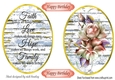 Two lovely toppers in white wash with script and peach roses