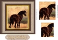  lovely brown  horse in frame 7x7 with pyramids