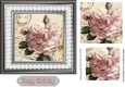 pretty pink peonies in frame with lace and pyramids 7x7