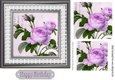 pretty lilac roses in frame with lace and pyramids 7x7